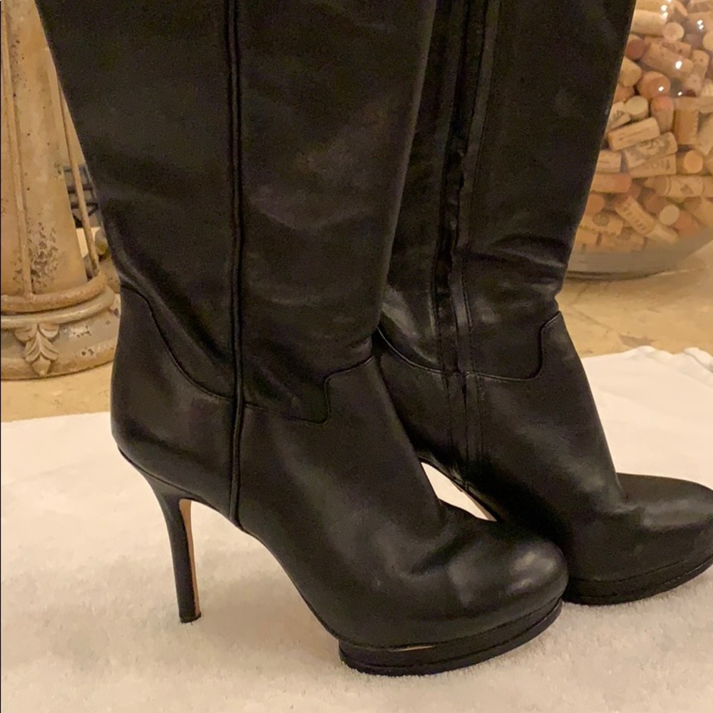 BCBG Black Leather Tall Boots - Worn 3 times 7.5